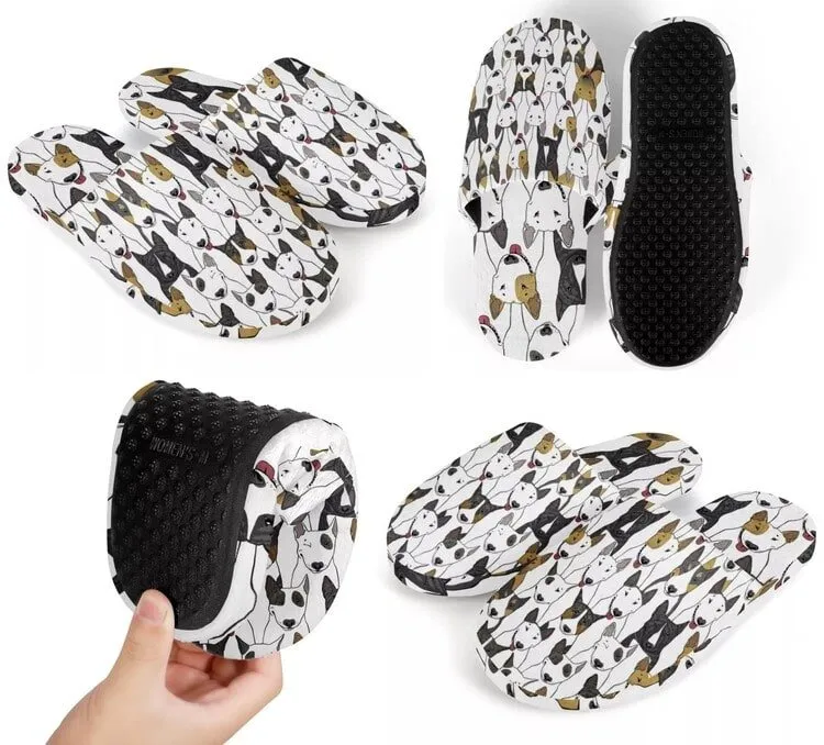Bull Terrier slippers in a delightful Bull Terriers in all colors design.