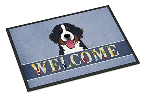Caroline's Treasures BB1423MAT Bernese Mountain Dog Welcome Door Mat, Indoor Rug or Outdoor Welcome Mat 18x27 Doormat, 27' L x 18' W, Multicolor