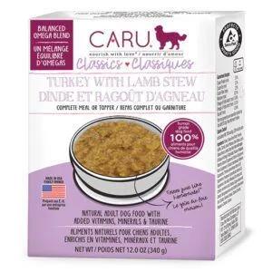 Caru Classics Turkey With Lamb Stew, a highly-rated grain-free canned dog food