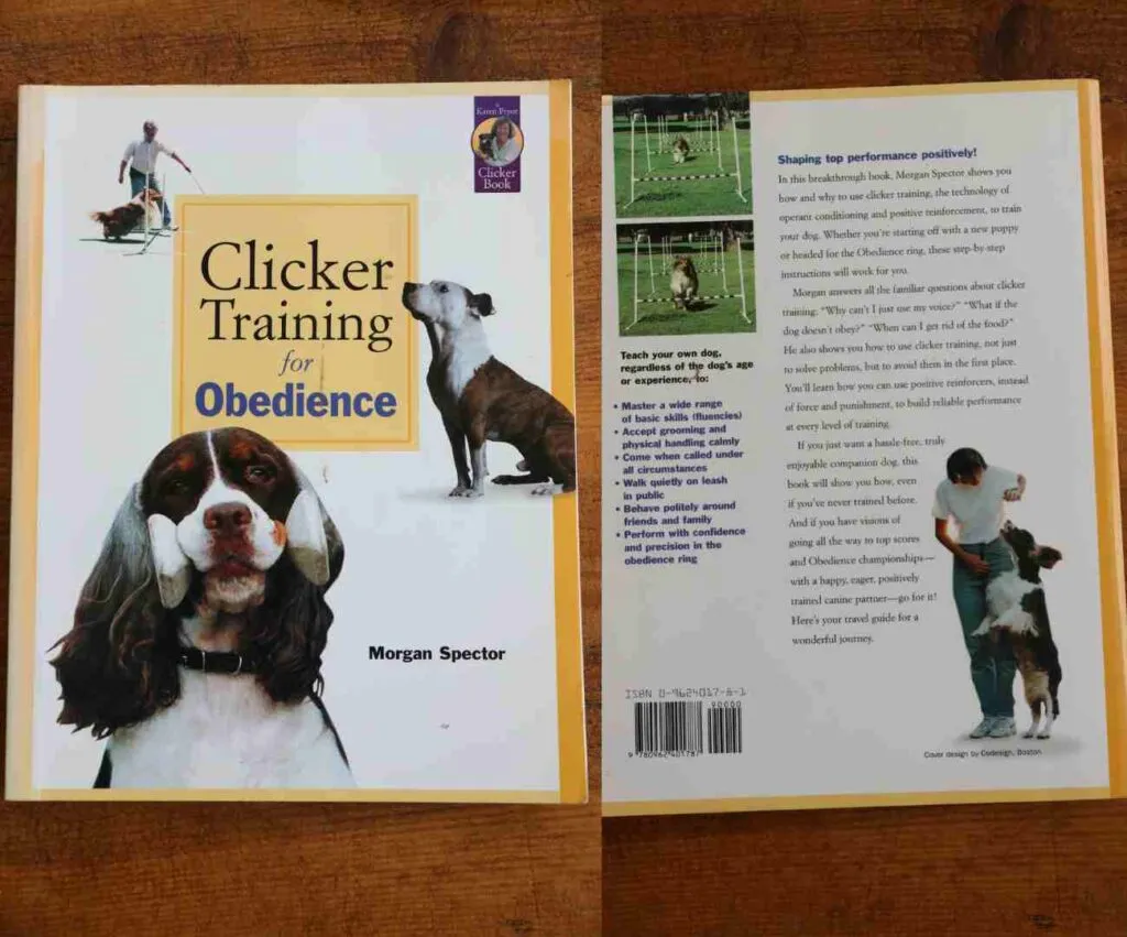 Clicker Training For Obedience book cover by Morgan Spector, a guide for advanced dog training