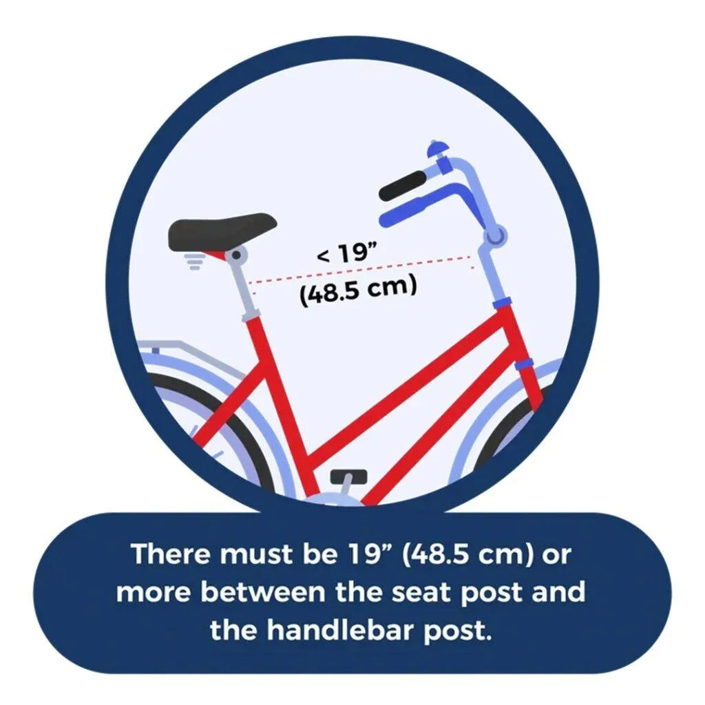 Close-up of the Buddyrider's robust mounting bracket attached to a bicycle's seat post, highlighting the installation mechanism for this dog bike carrier in the UK.