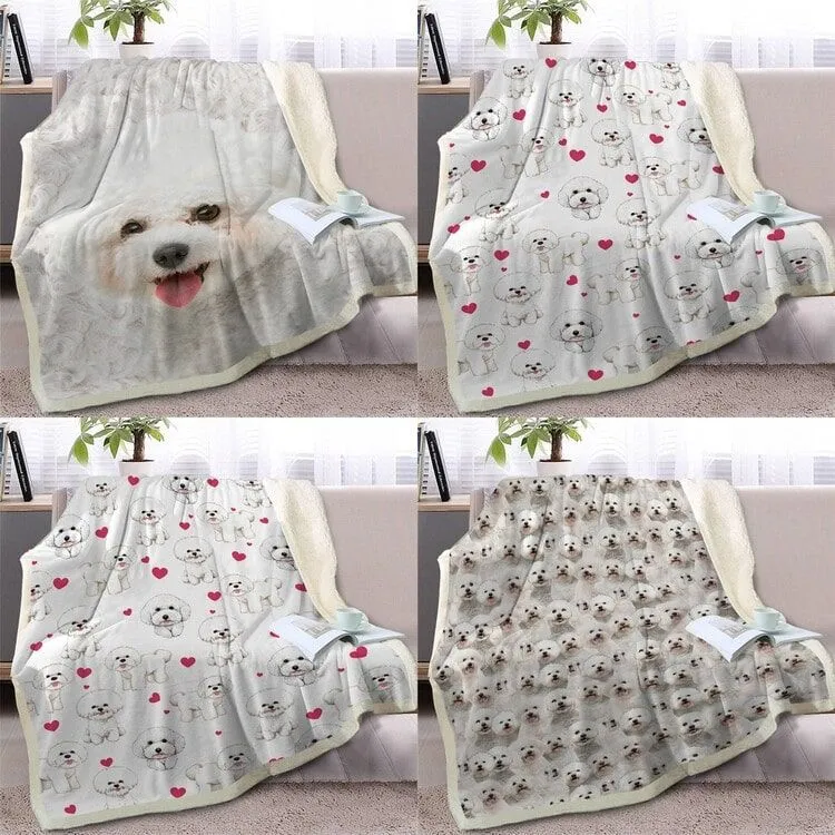 Collage of beautiful Bichon Frise blankets