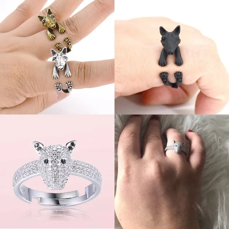 Collage of beautiful Bull Terrier rings.