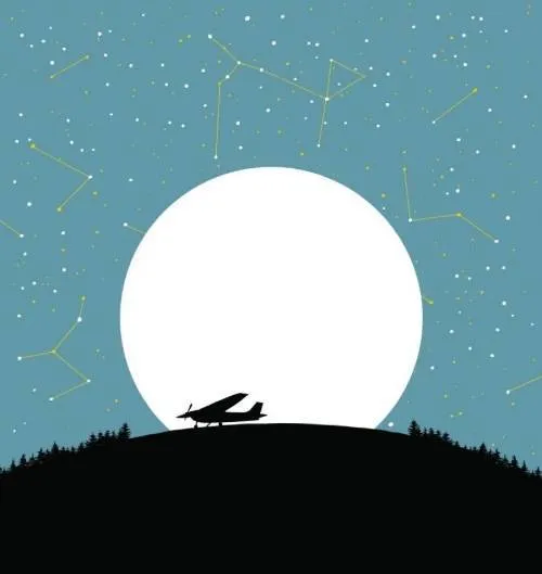 Cover of Peter Heller's The Dog Stars novel featuring a pilot and his loyal dog by a small plane