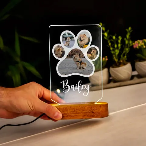 Custom dog photo lamp for bedside table