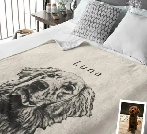 Custom Pet Pen Art Portrait Blanket