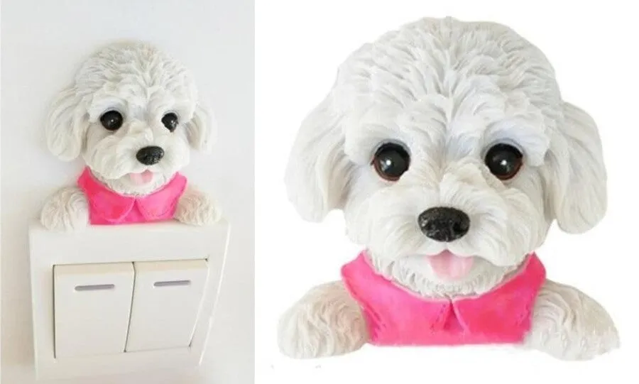 Cute 3D Bichon Frise wall sticker