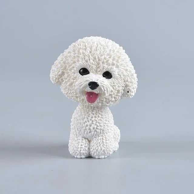 Cute smiling Bichon Frise bobblehead for cars