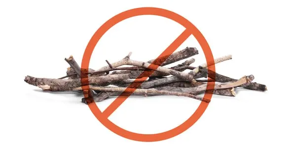 Dangerous sticks on the ground, items dogs should avoid chewing due to splintering risks