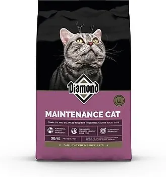Diamond Maintenance Formula dry cat food bag on a white background