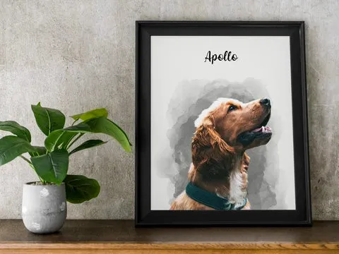 Dog watercolor painting