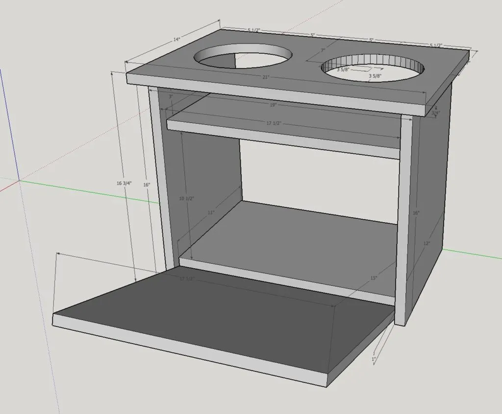 elevated dog bowl station overall dimensions