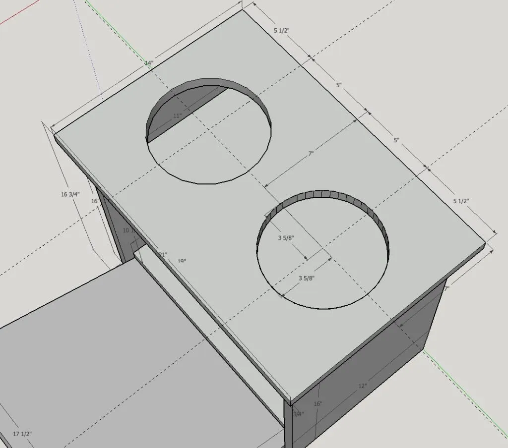 elevated dog bowl station top dimensions