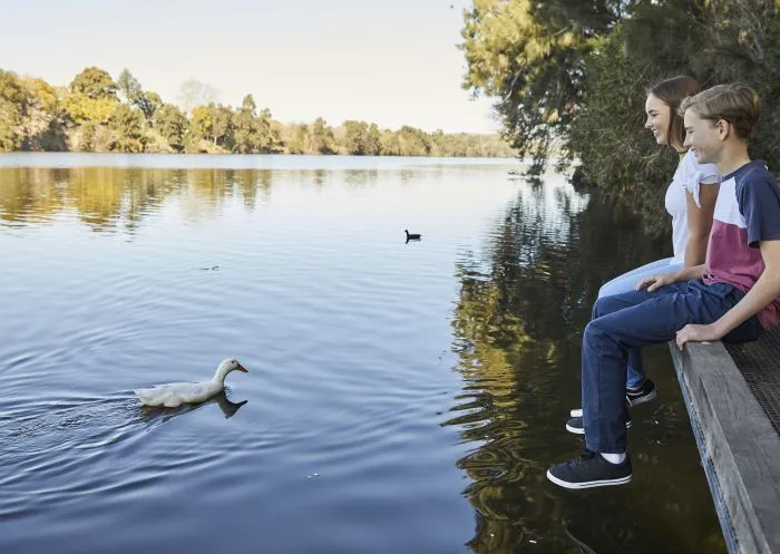 Family enjoy Great River Walk, Penrith