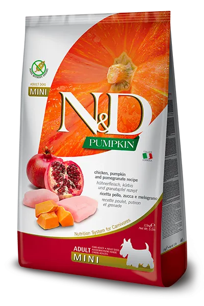 Farmina N&D Pumpkin dog food review: image of Chicken & Pomegranate Adult Mini bag
