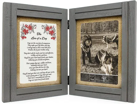 Framed poem about the love of a dog, next to a photo slot, a touching Christmas present from dog to dad