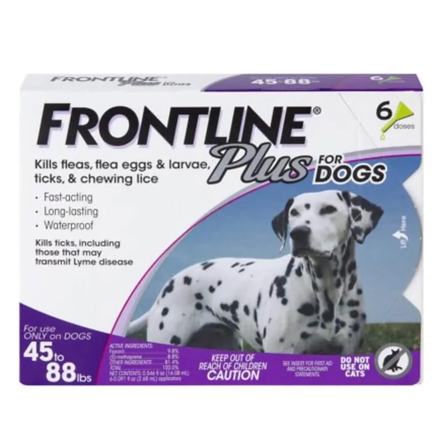 Frontline Plus Flea &amp; Tick Spot Treatment for Dogs.