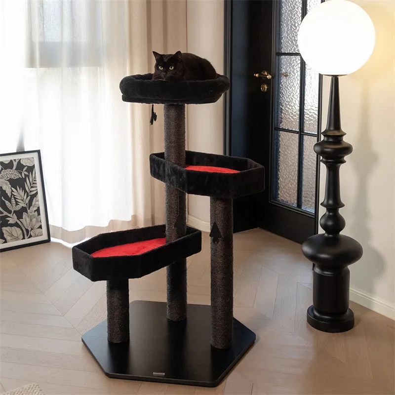 Gothic Style Cat Tree with cat on top platform