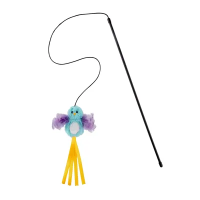 Image of a cat wand toy with feathers
