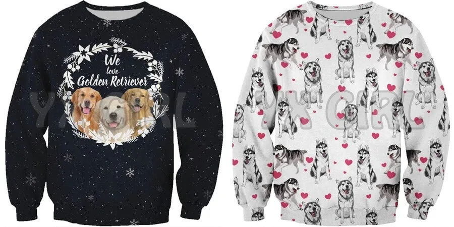 Image of two beautiful Golden Retriever sweatshirts