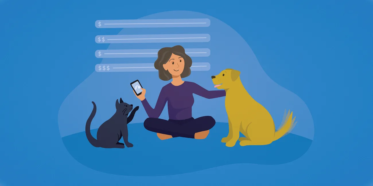 Infographic summarizing key startup costs for setting up a dog sitting business, including initial fees for registration, insurance, and marketing