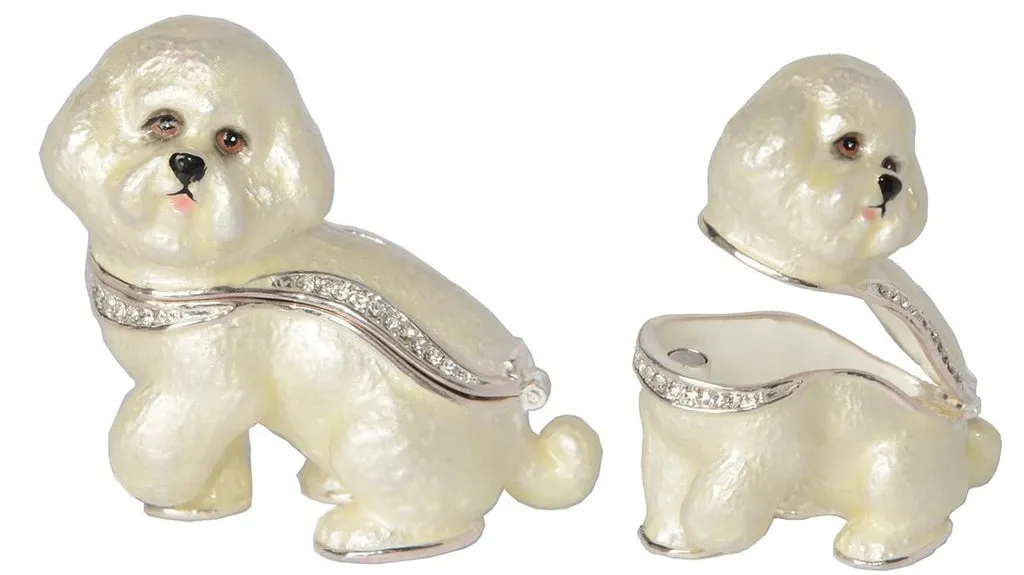 Jewelry box figurine in the shape of a Bichon Frise
