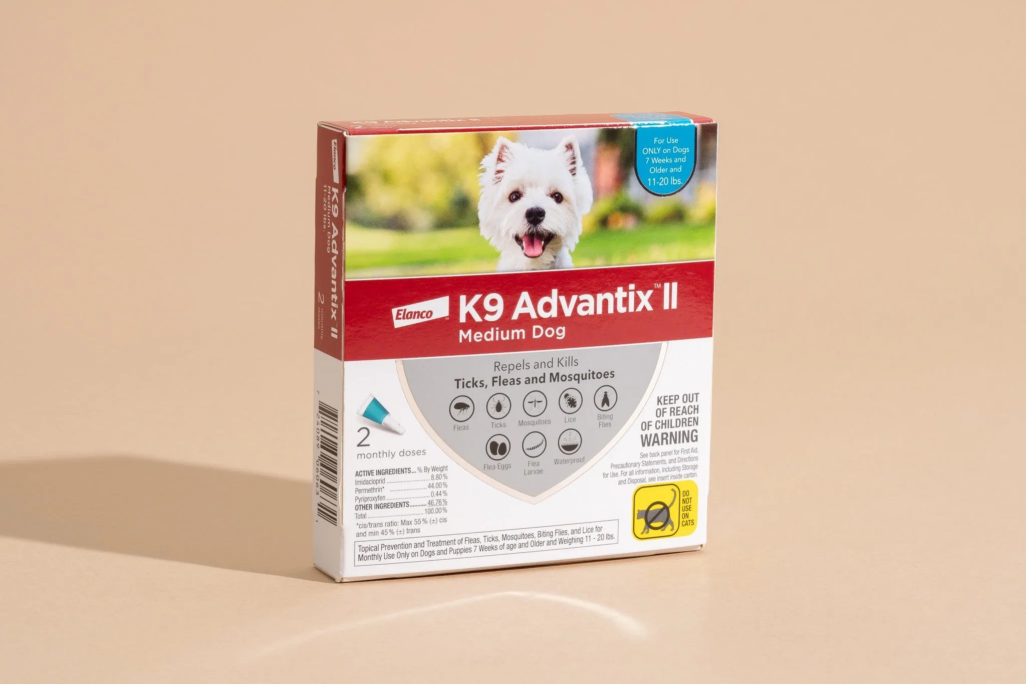 K9 Advantix II Flea and Tick Spot Treatment for Dogs packaging, an over-the-counter topical solution.