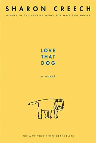 Love That Dog book cover showing a young boy with his pet, representing the innocent yet poignant themes often found in children's sad dog books.