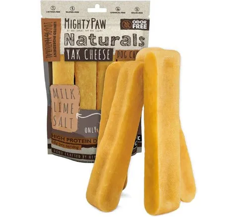 Mighty Paw Yak Cheese Dog Chews for active dogs, a practical Christmas present from dog to dad