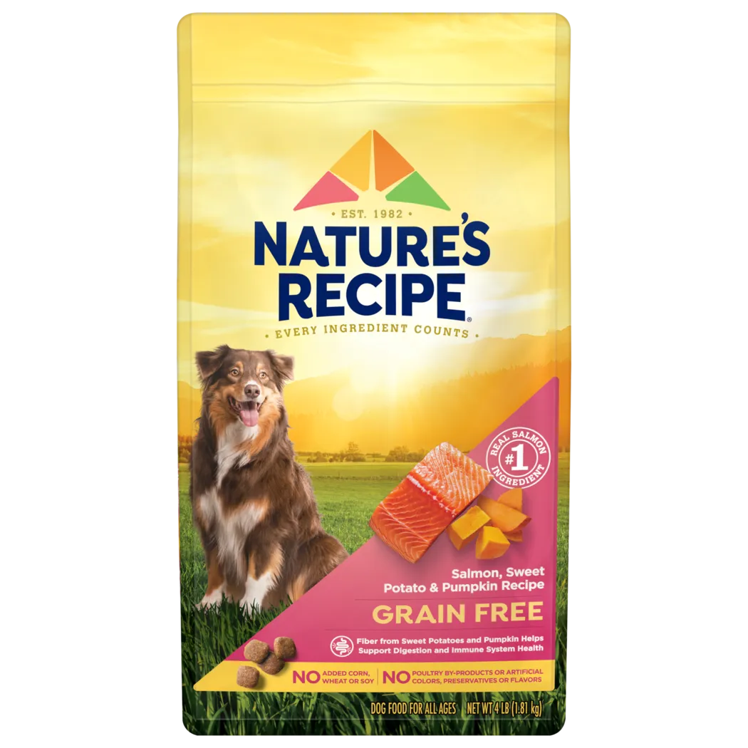 Nature's Recipe Grain-Free Salmon, Sweet Potato & Pumpkin dry puppy food for healthy development