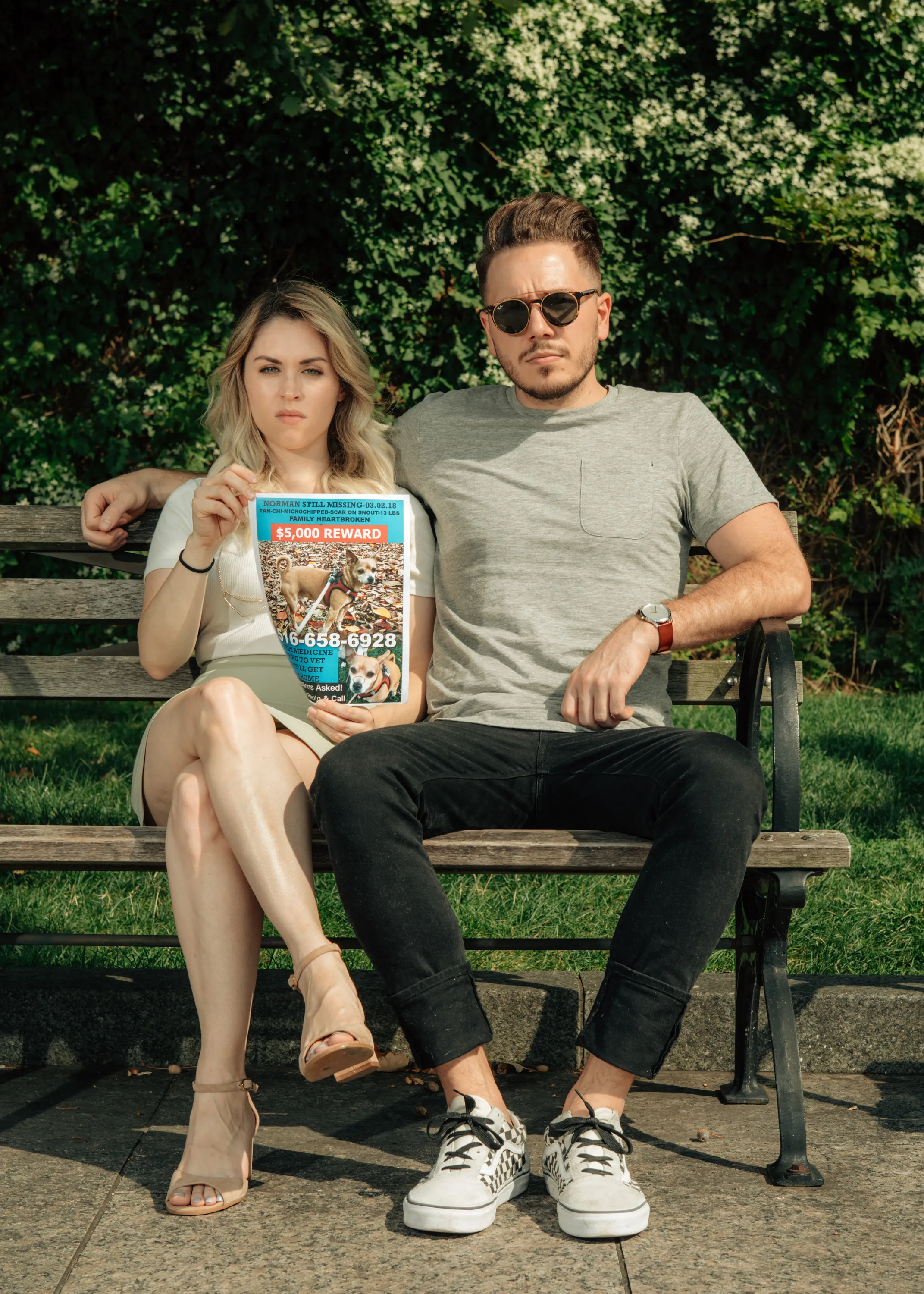 Nicole DiCarlo and her boyfriend Cody Hunt have plastered New York City with signs for their missing Chihuahua.