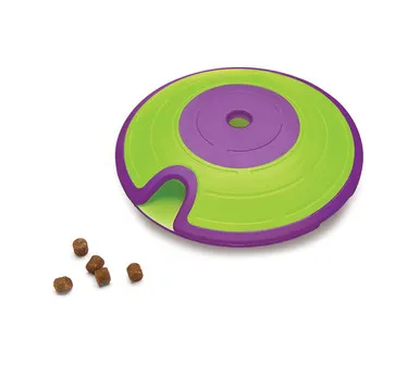 Outward Hound Treat Maze Interactive Puzzle, a green chew toy for mental stimulation in chihuahua puppies.