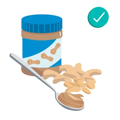 Peanuts, peanut butter, and cashews, safe for dogs in moderation and unsalted, xylitol-free forms