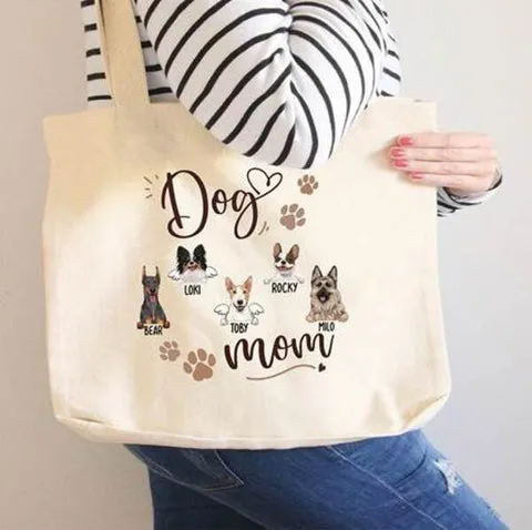Personalized canvas tote bag for a dog mom sitter
