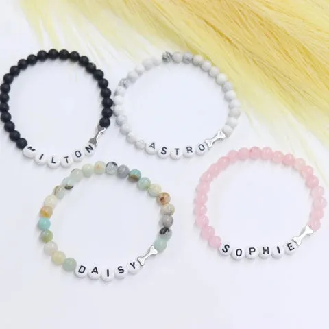 Pet name stone bracelet with customizable beads