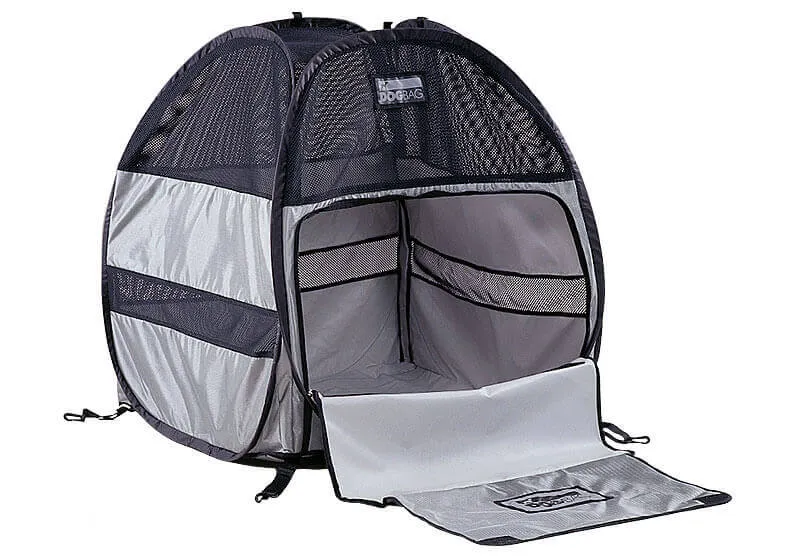 Petego EB Dog Bag soft pet carrier in a car boot, showcasing its comfortable and enclosed design for secure dog transport in vehicles like the Mercedes Benz GLC.