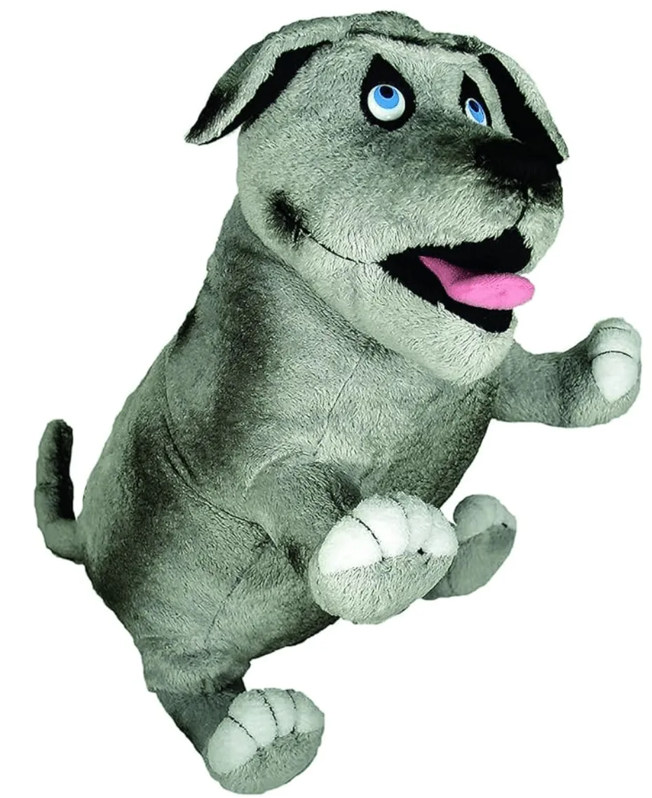 Plush toy version of Walter the Farting Dog, a popular character from the cruise book.