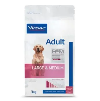 Premium dry dog food packaging with nutritional information