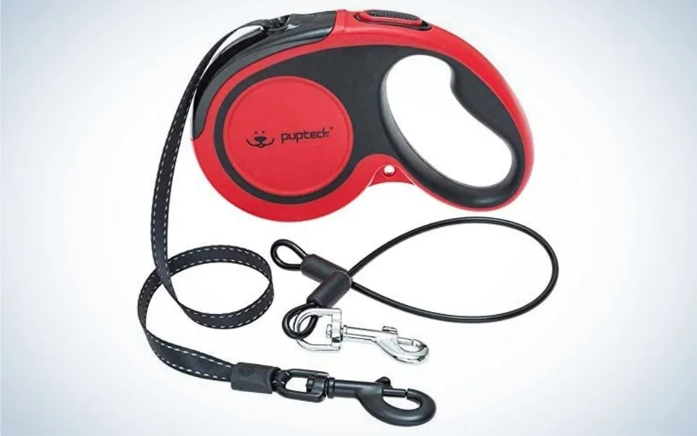 PUPTECK Retractable Dog Leash with Anti-Chewing Steel Wire