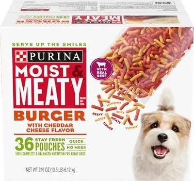 Purina Moist and Meaty Burger with Cheddar Cheese Flavor Dog Food