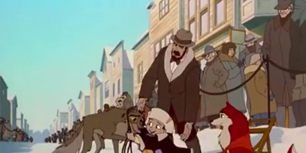 Rosy with Balto, Jenna in the background, and her dad behind her 