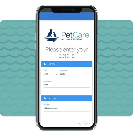 Screenshot of a mobile app interface for managing pet care appointments and records, labeled Airvet.