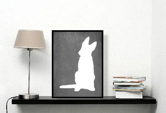 Silhouette wall art capturing the iconic German Shepherd head tilt