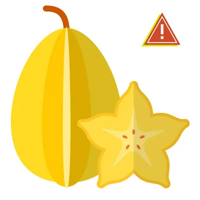 Slices of star fruit on a plate