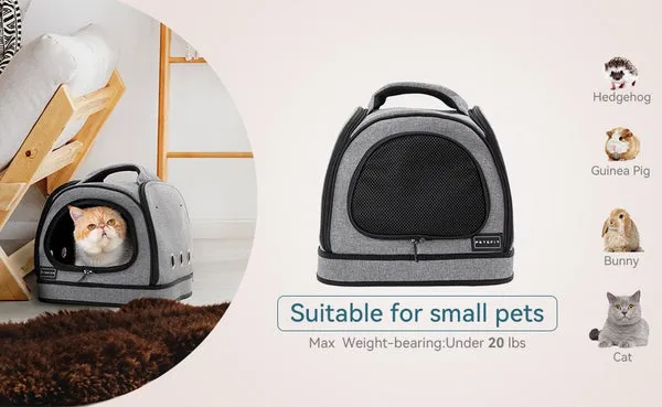 Soft-sided small dog cage for sale, showing a cat comfortably inside a portable pet carrier