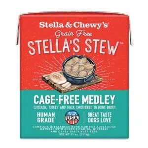 Stella &amp; Chewy’s Stella’s Stew Cage-Free Medley, a leading low-fat canned dog food