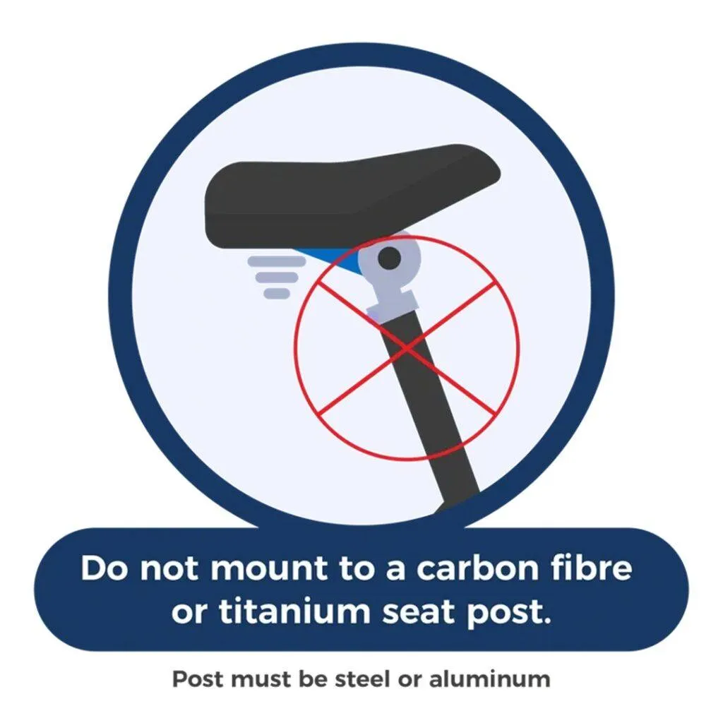 The Buddyrider dog bike carrier installed on an adult bicycle, illustrating the required clearance between the seat post and handlebars for a safe ride in the UK.