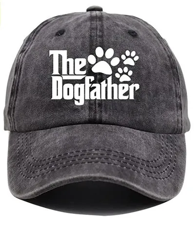 The Dogfather Paw Hat, a black baseball cap with paw print design, a casual Christmas present from dog to dad