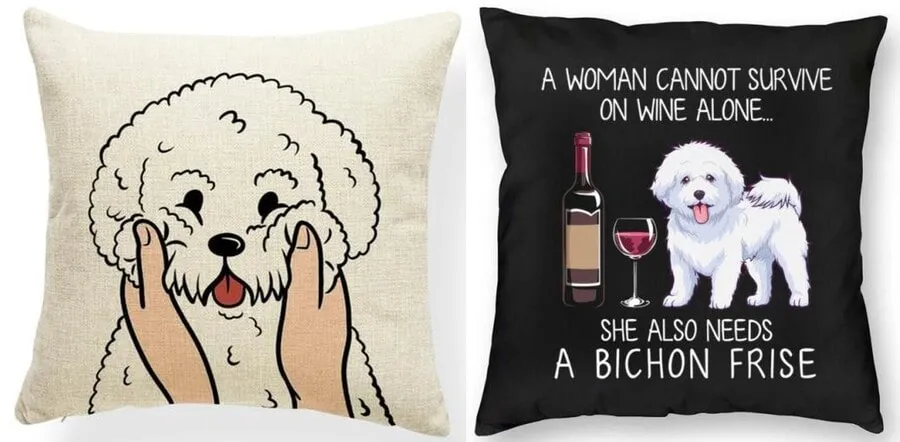 Two adorable Bichon Frise pillow cases