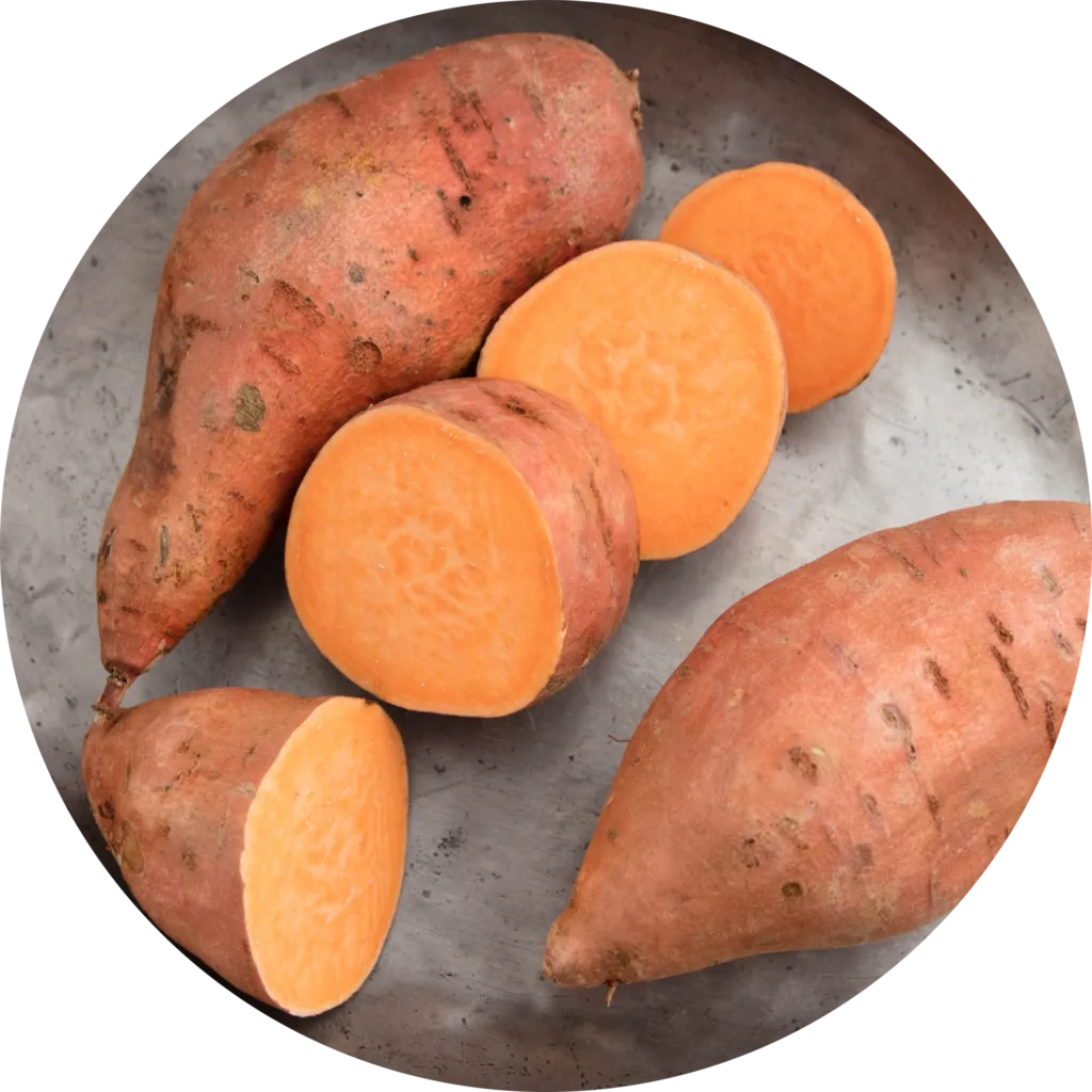 Vibrant sweet potatoes, rich in nutrients and antioxidants for dogs
